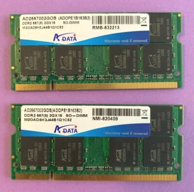 🔥DATA 4GB (2X2GB) DDR2 667 2GX16 Laptop Memory RAM AD2667002GOS ADOPE1B163B2 - Image 1 of 2