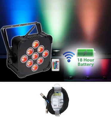 Rockville RGBWA+UV Battery Powered Wireless Wash Par DJ Up Light+Chauvet Cable - Image 1 of 4
