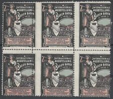 Baden, Germany, 1896 International Exhibition, Blk. of 6 Misperfed Poster Stamps