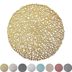 6 pcs 15" wide Round Vinyl String Placemats Wedding Table Party Decorations
