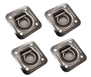 4 Pack Zinc Plated Recessed Floor D Ring Enclosed Trailer Flatbed Truck Tie Down - Picture 1 of 9
