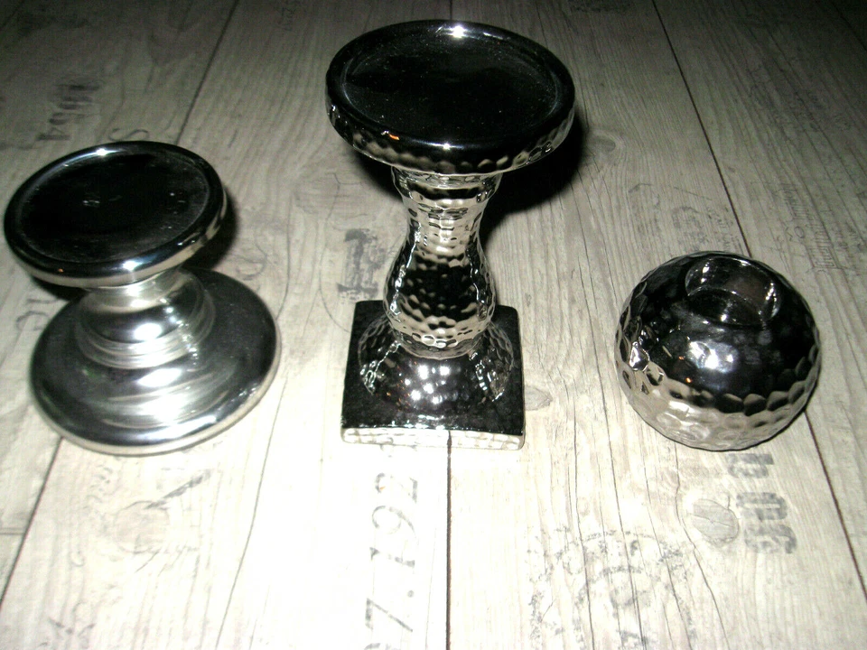 Set 3  moderne Kerzenständer Kerzenhalter Metall und Glaskeramik - Bild 1 von 1