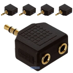 5 x 3.5mm Mini Stereo Jack Headphone Splitter Adapter Male to 2 Female Sockets - Picture 1 of 5