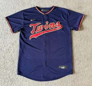 Nike Engineered Minnesota Twins Navy Blue Embroidered Jersey - Youth Large 14/16 - Picture 1 of 4