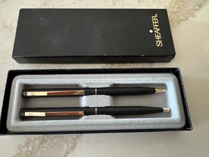 Sheaffer White Dot VTG Matte Black TRZ Pen & Pencil Set- New Unused - Picture 1 of 2