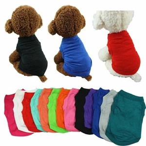 Vest Pet Dogs Cotton Cat Dog Clothes T-shirt Clothing Summer Small Medium Plain - Picture 1 of 23