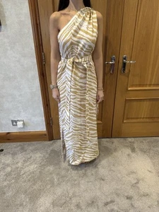 Mondo Corsini Athena Golden Tiger Linen Dress Sz S Rrp £360 - Picture 1 of 8
