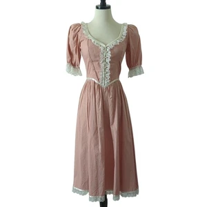 VTG 70s Gunne Sax by Jessica McClintock Prairie Dress Womens XS Cottagecore Lace - Picture 1 of 10