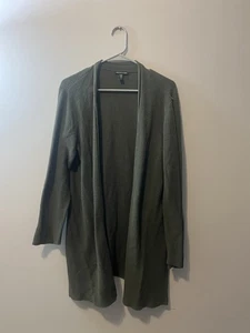 Eileen Fisher hat Strickjacke vorne offen grün Rippstruktur 100% Bio-Baumwolle L - Bild 1 von 8