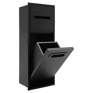 Bote de basura de baño de 19,2*14*49,8 cm, gabinete de cubo de basura inclinable rectangular-negro - Imagen 1 de 15