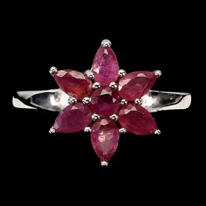 925 Sterling Silver Ring Pear Ruby 4x3mm Natural Gemstone Jewelry Size 6.5 - Picture 1 of 13