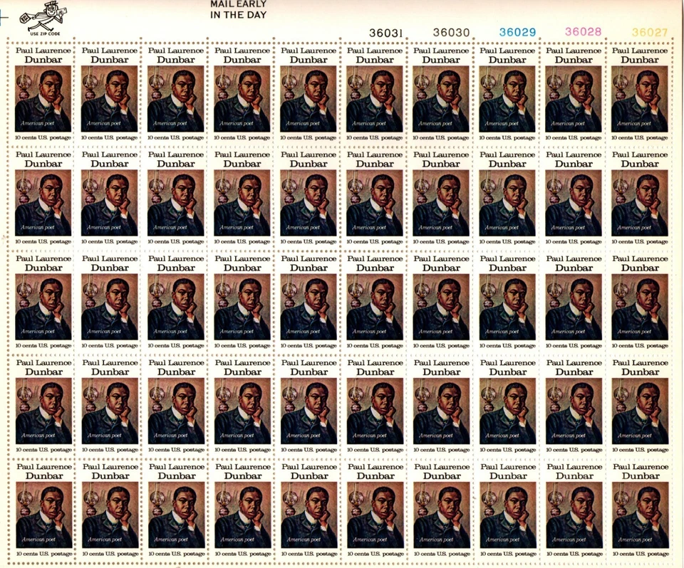 US Stamps # 1554  10 cent Paul Dunbar Arts sheet of 50 stamps - Image 1 of 1