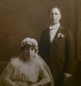 Antiguo gabinete de fotos tarjeta boda retrato pryor lacrosse recién casados - Imagen 1 de 5