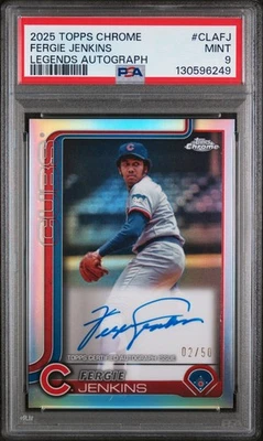 2025 TOPPS CHROME LEGEND AUTOS #CLAFJ FERGIE JENKINS 2/50 PSA 9 - Image 1 of 2