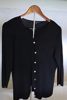 Debbie Morgan Conjunto de Dos Piezas Negro con Botones MOP Sin Mangas Pequeño Cárdigan Med Foto 1 de 4