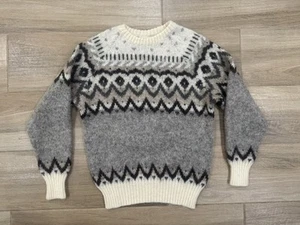 Vintage Club Room Men's SMALL Wool Sweater Gray Nordic 90s Knit Pullover Casual - Picture 1 of 12