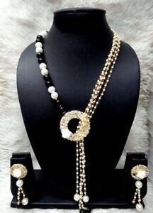 Indian Ethnic Bollywood Gold Tone Wedding Fashion Pearl Jewelry Necklace Set
