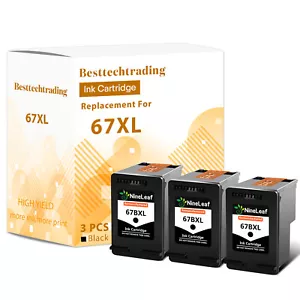 Refilled 67XL Black Ink Cartridge 3PK FOR HP DeskJet 1255 2722 Plus 4140 4152 - Picture 1 of 10