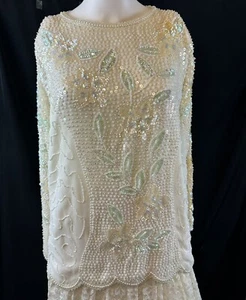 Vintage New Women’s Sequin And Pearls Tunic By Sail Away For Royal Cruise Line - Picture 1 of 24