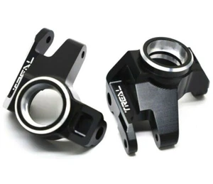 Juego de nudillos de dirección delantera de aluminio negro Treal Axial SCX6 ABIERTO - Imagen 1 de 1