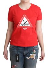 Moschino Triangle Print Cotton T-shirt - Tops - Red
