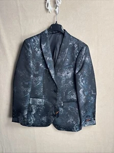 Giacca da pranzo uomo Egara blu verde argento metallizzato lucido 42R nuova con etichetta ballo 1 bottone - Foto 1 di 10