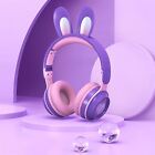 LED RGB Foldable Rabbit Ear Headset Bluetooth 5.0 Wireless Headphones Kids Girls