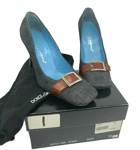 Dolce & Gabbana Vero Cuoio 2012-100 Jeans Nero Heels Größe 4,5 mit Karton & Staubbeutel - Bild 1 von 11
