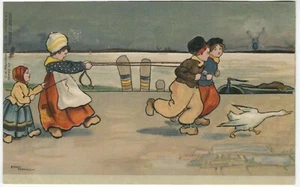 HOLLÄNDISCHE KINDER & GANS, ETHEL PARKINSON - Kinder Postkarte - Bild 1 von 2