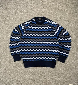 Yves Saint Laurent Vintage 90s Ysl Zig zag Pattern Sweater Pullover Knit Size L - Picture 1 of 10