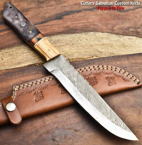 Cutlery Salvation 12.0" Rare Handmade Damascus Blade Full Tang Knife| Hard Wood