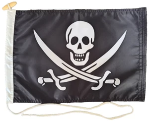 Pirate Flag With Rope and Toggle 18" x 12" (45 x 30cm) - Picture 1 of 7