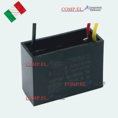 ZHU CONDENSATORE DI AVVIAMENTO MOTORE 0.5uF+ 1uF 450V ac CBB61 SH CAPPA VENTILATORE