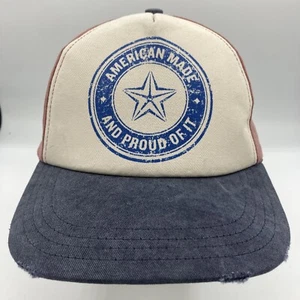 American Made And Proud of It Baseball Cap - Leather Strap and Clasp Distressed - Picture 1 of 8