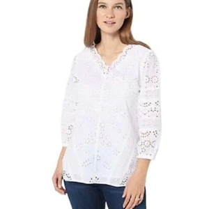 Tolani Collection Long Sleeve Eyelet Top X LARGE (909C) - Picture 1 of 5