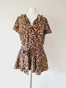*New* CITY CHIC Valerie Ruffle Animal Print Faux Wrap Top SIZE XS Au 14 - Bild 1 von 5