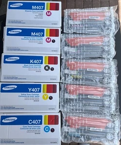 Véritable SAC SCELLÉ BOÎTE OUVERTE cartouches de toner Samsung K407 C407 M407 Y407 + BONUS - Photo 1/21