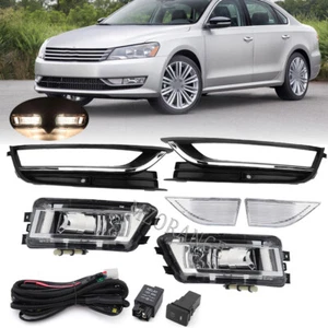 Left+Right Fog Lights Kit W/ Bezels Cover &Trim For VW Passat B7 2010-2015 Pair - Picture 1 of 15