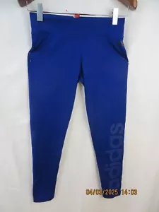 ADIDAS SZ USA L Polyes/Spand Navy Blue Gray Logo Bermuda Athletic Pants Trausers - Picture 1 of 17