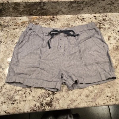 Pantalones Cortos GH Bass Mujer Azul Blanco Rayas Cambray Talla L Grande Lino Algodón EE. UU. Foto 1 de 4