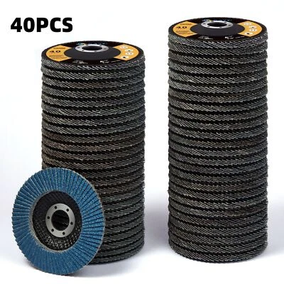 40 PACK 4-1/2" Zirconia Flap Disc 4.5 inch Grinding Wheels Angel Grinder 40 Grit - Image 1 of 4