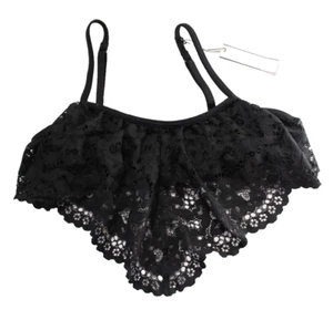 Victoria's Secret Lace Flutter Bandeau Flounce Bralette Bra Size XS Black - Picture 1 of 4