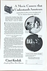 1930 Eastman Kodak Cine-Kodak Home Movie Camera Pubblicità Stampa Vintage EXC - Foto 1 di 1