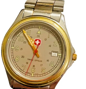 Orologio Vintage Esercito Svizzero Unisex Bicolore Ufficiali Quarzo BATTERIA NUOVA - Foto 1 di 12