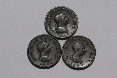 🧭 🇬🇧 Reino Unido GB 1806 FARTHINGS - 3 MONEDAS BONITOS DETALLES B88 #771 XU36 Foto 1 de 2
