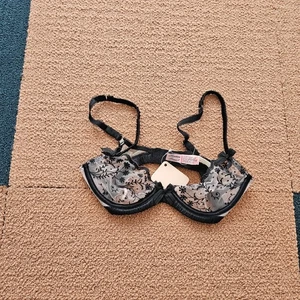 Agent Provocateur AMBROSE BH 32B in PINK/SCHWARZ TÜLL Seidenmischung Y5h - Bild 1 von 7