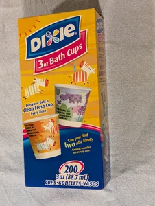 VINTAGE DIXIE BATHROOM CUPS BATH 3 OZ ORIGINAL BOX ANIMAL DESIGNS IN ORIG BOX - Picture 1 of 8