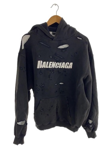 BALENCIAGA 21SS Cappellini Distrutti Felpa con Cappuccio Danneggiata XXS Cotone Nero 659403