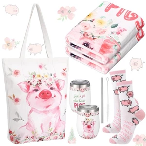 4 Stück Schweineliebhaber Geschenk für Frauen Mama Edelstahl Schwein Becher mit Deckel Stra... - Bild 1 von 7