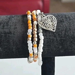 Michele's Attic Boutique Seed Bead & Charm Bracelets (3PCS) - Butterfly Heart 81 - Picture 1 of 3